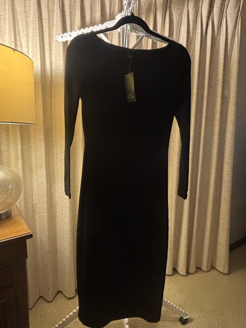 wild fable Black Long-Sleeve Midi Bodycon Dress